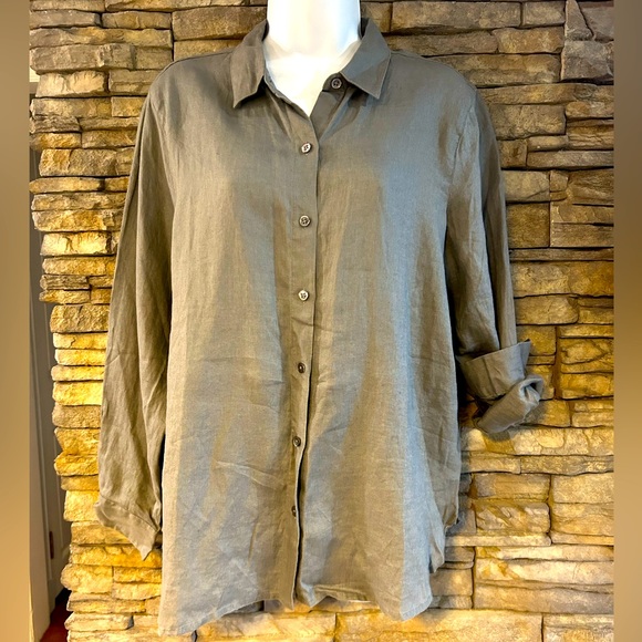 J. Jill Tops J Jill Linen Shirt New Gray Small Petite Poshmark